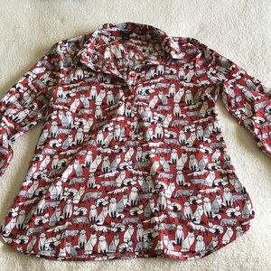 Fox Print Ann Taylor Blouse 🦊